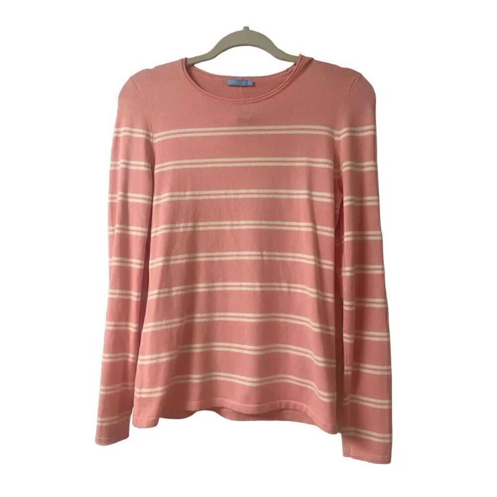 J. McLaughlin sweater pink & cream stripe Small